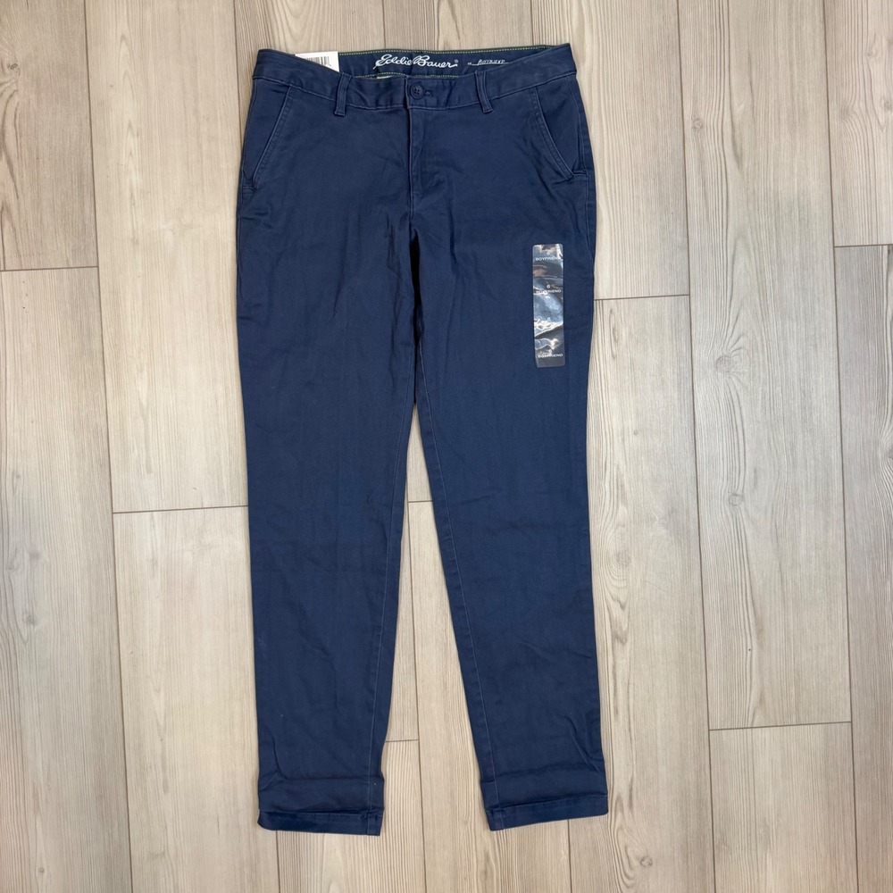 Eddie Bauer Womens Boyfriend Fit Chino Pants Dust Indigo Blue 6 NWT 0656